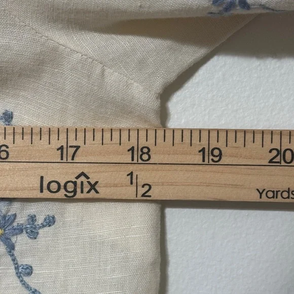 Sezane Floral Linen Embroidered Top Size EU 34 US 2 Ambre Shirt cotton Blue - Picture 9 of 11